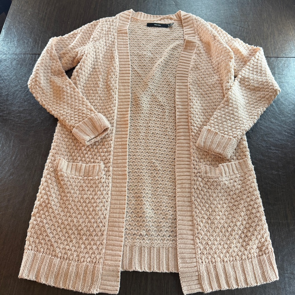 Vero Moda Open-Front Women's Long Cardigan Sweater Lt Pink Sz M